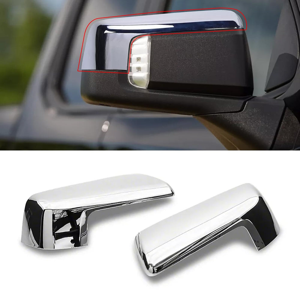 Moonlinks Silverado left chrome mirror cover with glossy, protective finish.