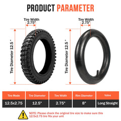 Mopillos 12.5x2.75 tire side view with durable construction