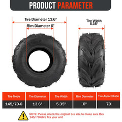 Mopillos 145/70-6 tread close-up highlighting traction pattern on varied terrain