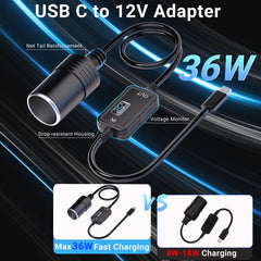 Moqidong USB-C to 12V adapter with PD3.0 output for reliable 36W charging