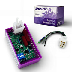 MOREV 5-pin AC CDI module front view showing compact rugged housing for ATV use.