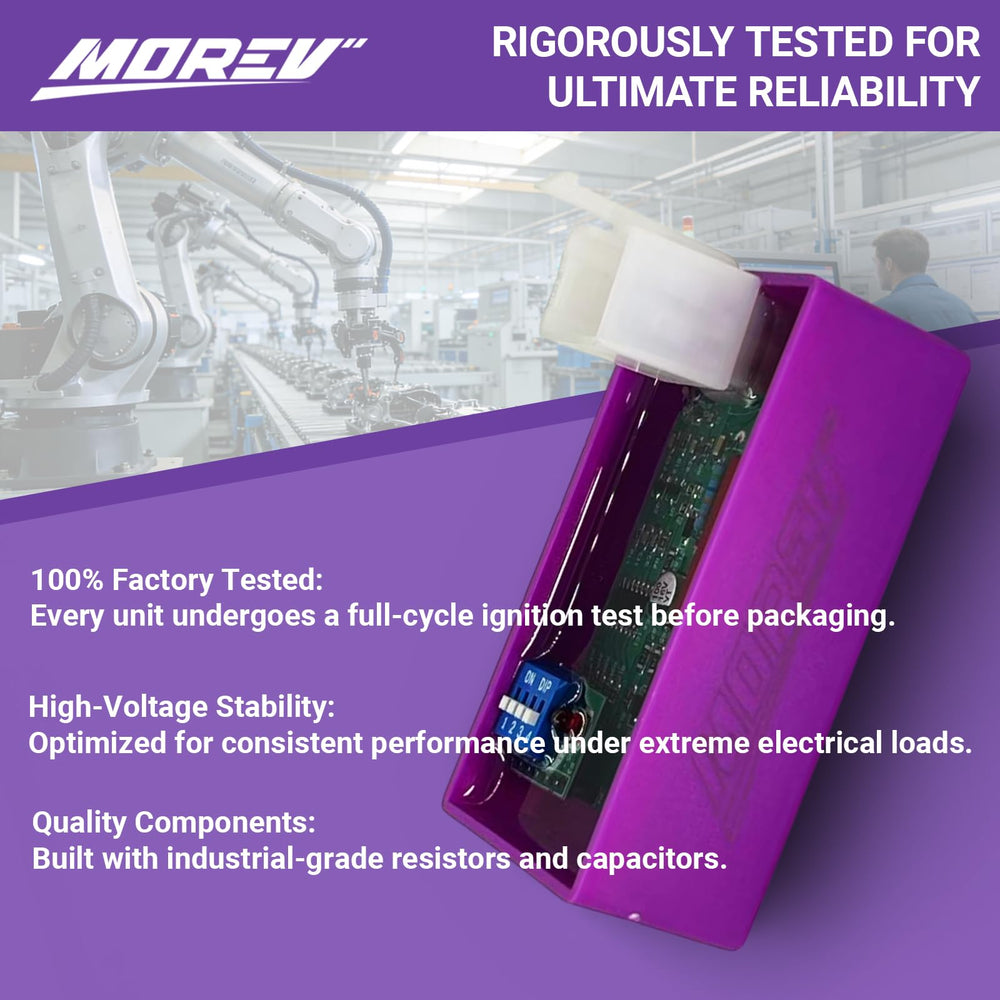 MOREV CDI module in use on an ATV demonstrating stable ignition potential.
