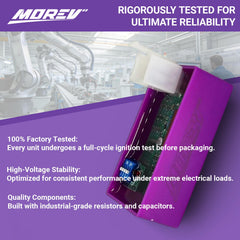 MOREV CDI module in use on an ATV demonstrating stable ignition potential.