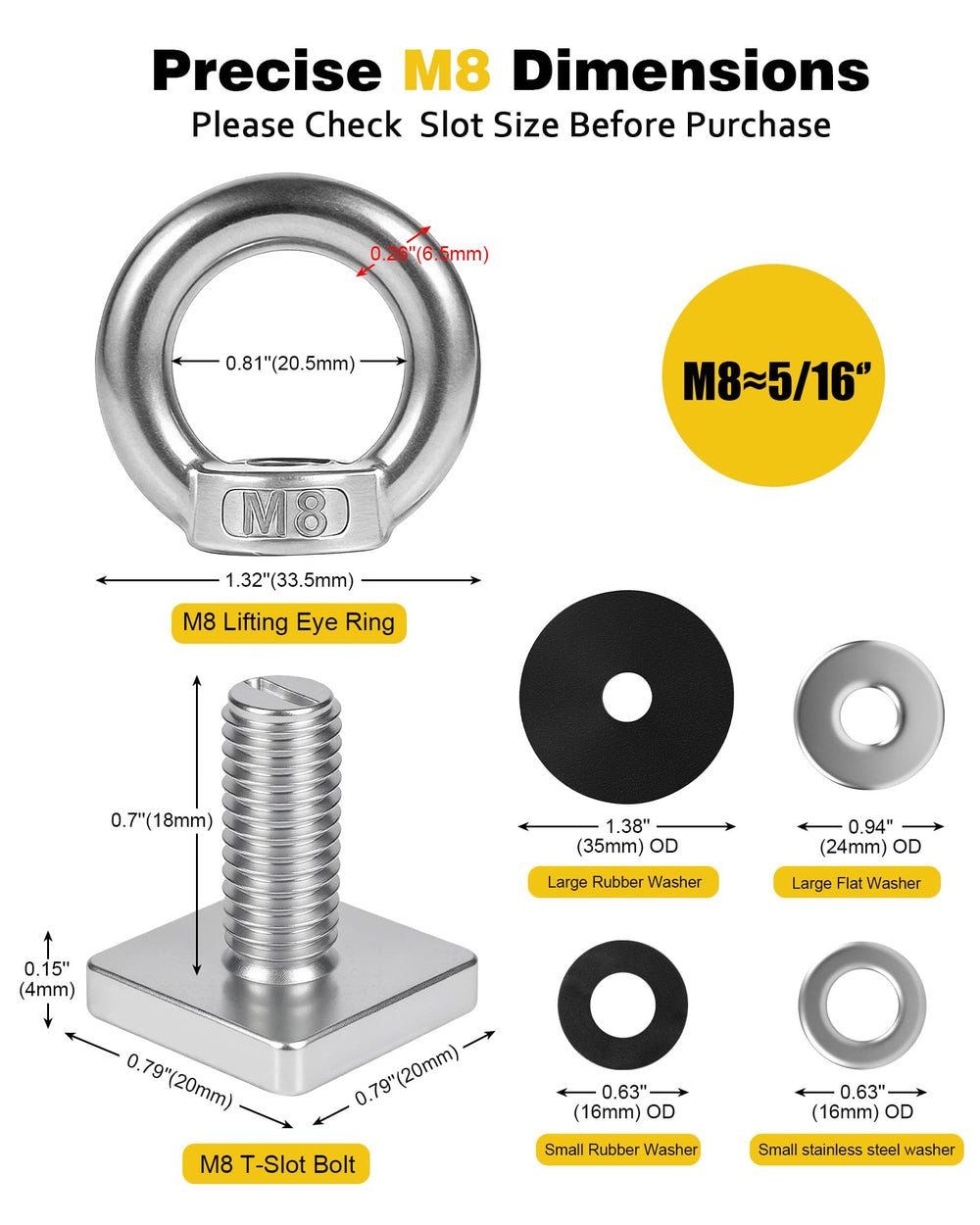 moroinriz M8 eye bolt T track designed for durable anchoring
