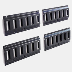 MorScan E-Track rails with weather-resistant black coating in outdoor use.