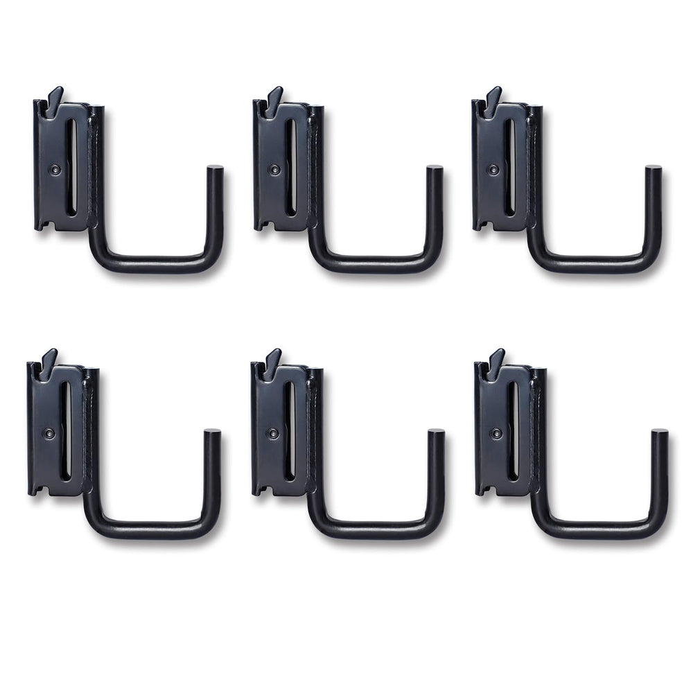 MorScan hooks used to organize gear in a shop or vehicle interior.