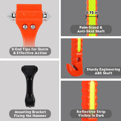 MorTime car safety hammer shows ergonomic grip for emergencies.