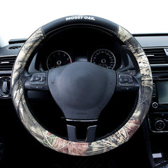 Mossy Oak camo steering wheel cover universal fit for most 15 inch wheels adds reliable grip.
