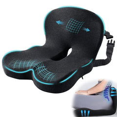 Mosxoed ergonomic seat cushion designed for truck drivers with secure strap for steady fit.