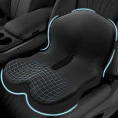 Mosxoed memory foam seat cushion with ergonomic design supports comfortable driving.