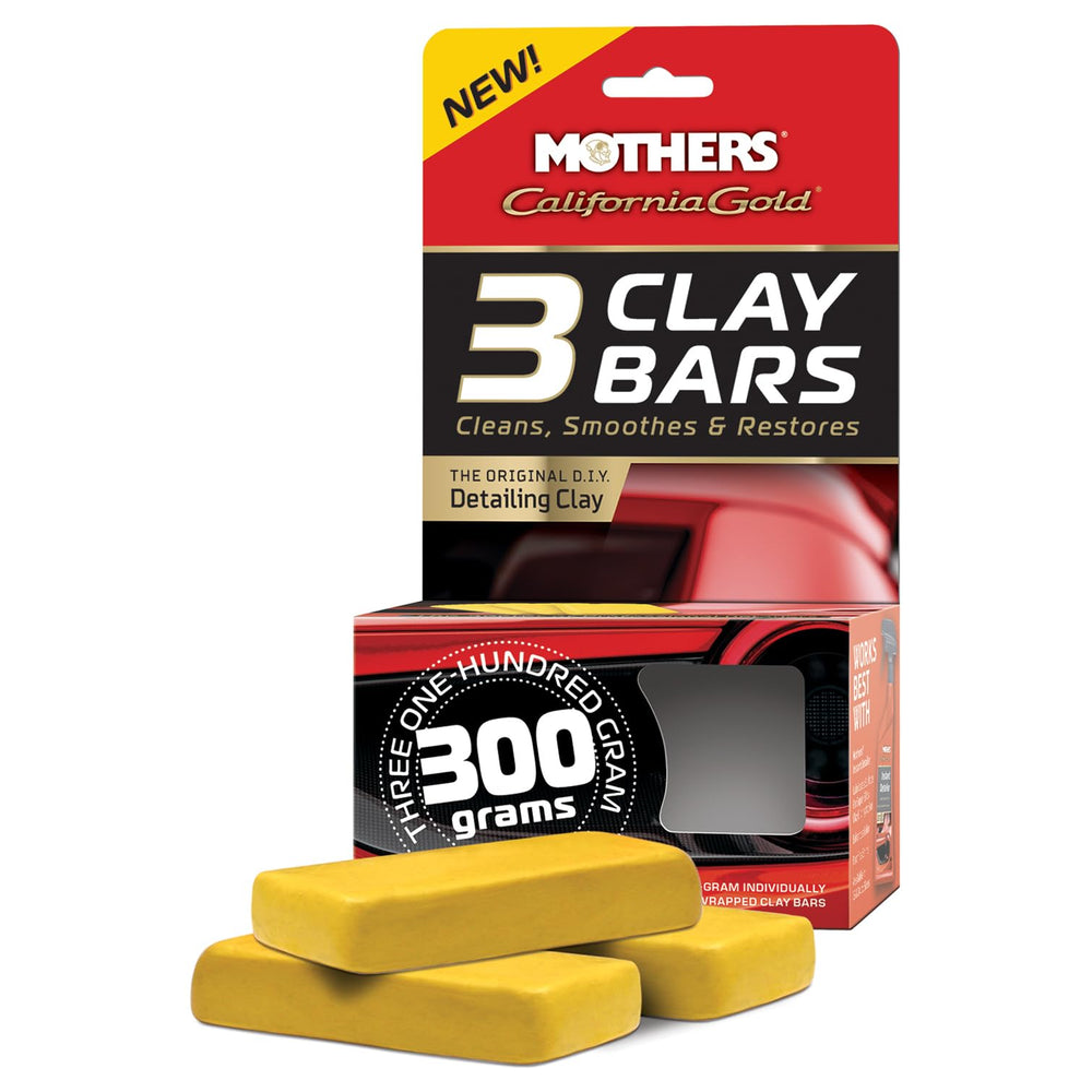 Mothers California Gold 3-clay-bars pack for car detailing and surface decontamination