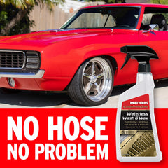 Mothers California Gold Waterless Wash & Wax being sprayed on for fast, water-free wash