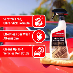 Mothers California Gold Waterless Wash & Wax being wiped to reveal a glossy finish