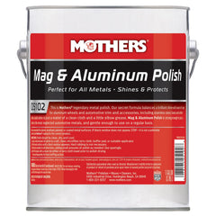 Mothers Mag Aluminum Polish bottle delivers a brilliant, mirror-like shine for metals.
