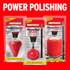 Mothers PowerBall Mini works with compatible polishes on multiple surfaces for versatility.