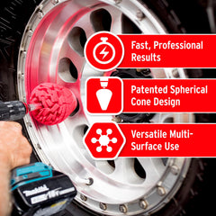 Mothers PowerCone 360 drill-powered setup delivers fast, professional polish.