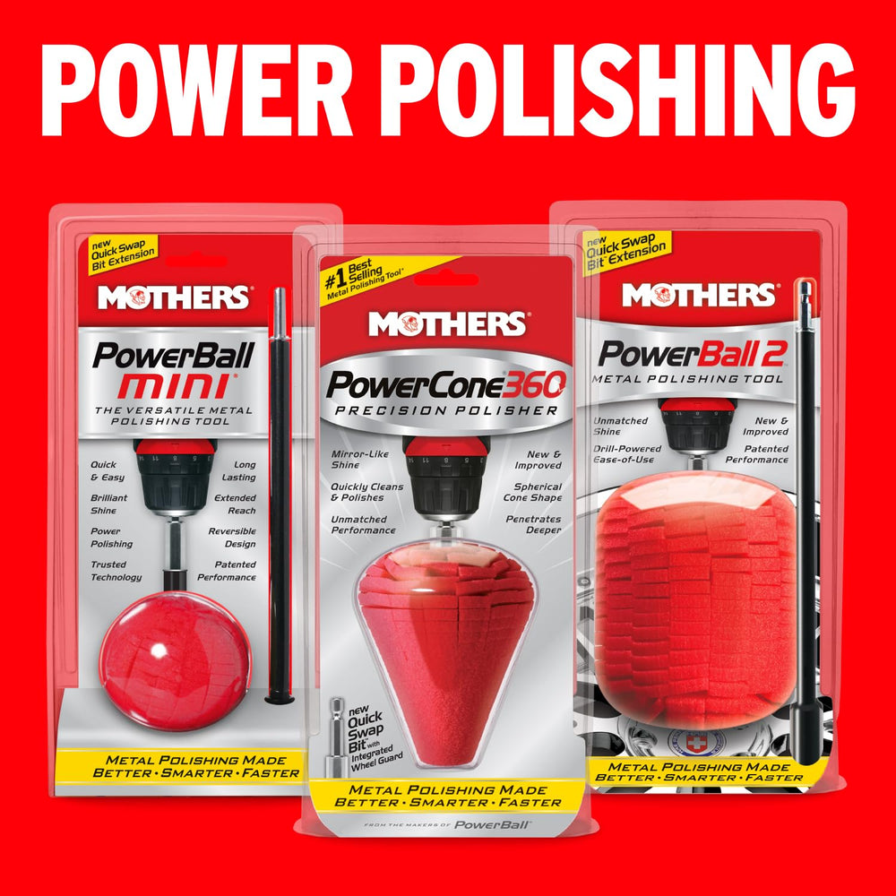 Mothers PowerCone 360 optimized for front and backside wheel polishing.