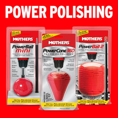 Mothers PowerCone 360 optimized for front and backside wheel polishing.