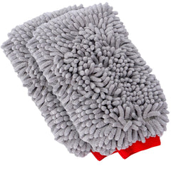Mothers Premium Chenille Car Wash Mitt two-pack for gentle, scratch-free cleaning.
