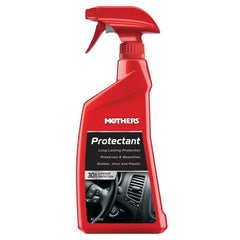 Mothers Protectant bottle close-up highlighting durable UV protection.