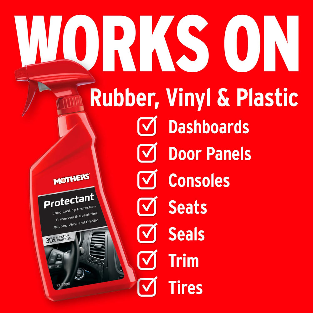 Trim and door panels sealed with Mothers Protectant for lasting color.