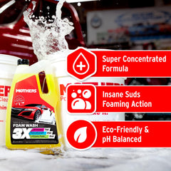 Mothers Triple Action Foam Wash foam cannon application shows heavy suds and safe contact.