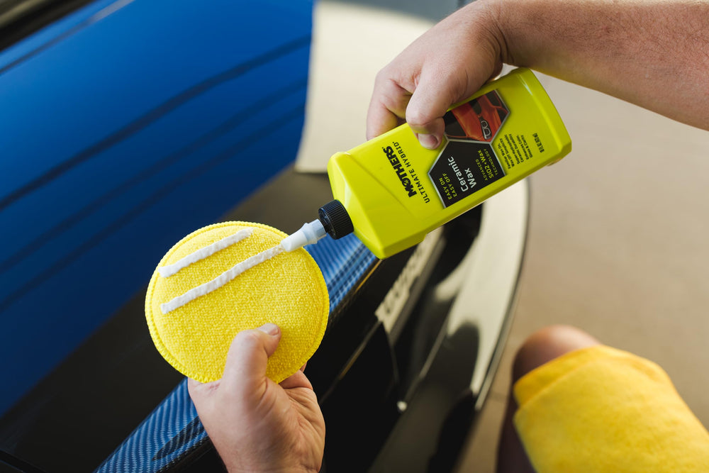 Mothers Ultimate Hybrid Ceramic Wax application on car panel showing smooth spread.