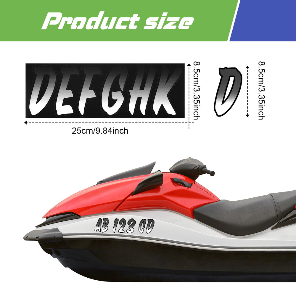 MotiMind A-Z black vinyl letters for legible boat naming