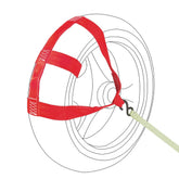 MOTO4U universal rear-wheel strap in red for secure motorcycle transport