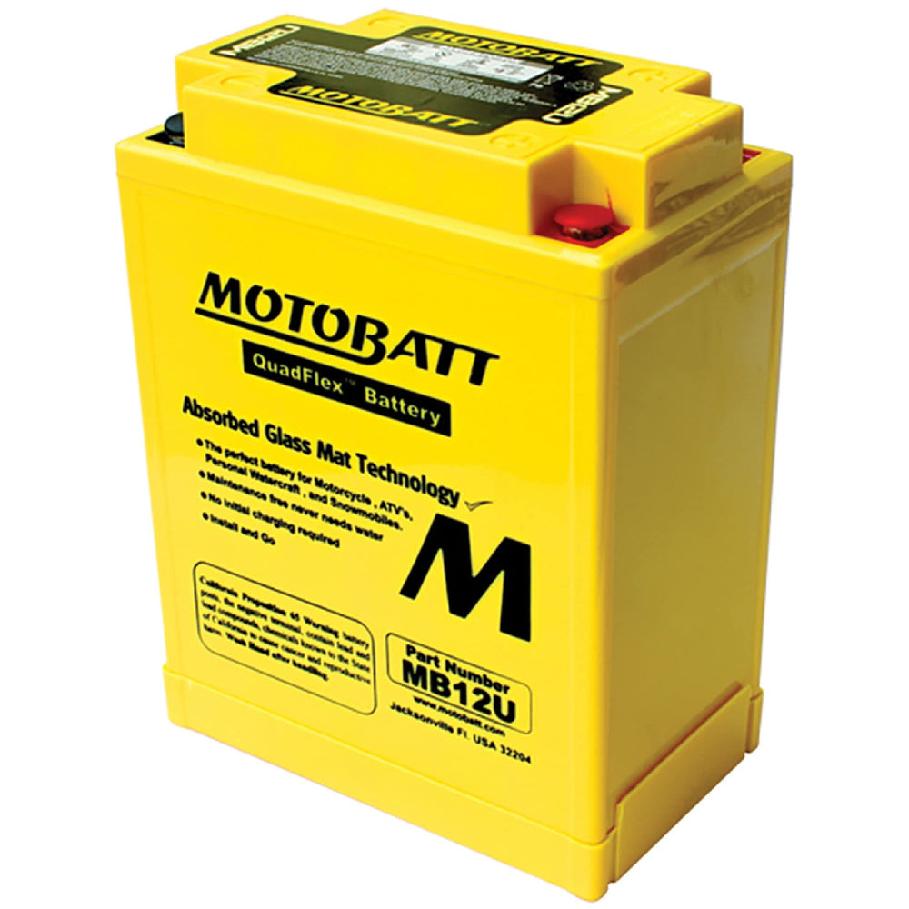MotoBatt MB12U four-terminal design front view enables easy multi-terminal installations.