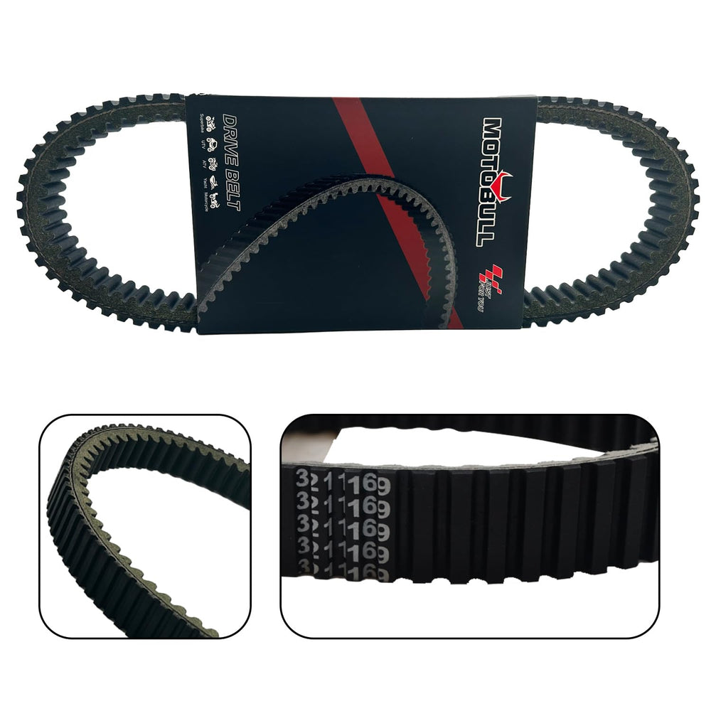MOTOBULL aramid fiber construction image emphasizes durable belt materials.