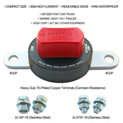 MOTOFLEX removable knob close-up showing anti-tamper feature for secure operation.