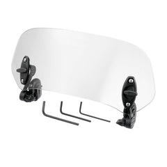 Motoforti windshield front view shows clear protection for riders