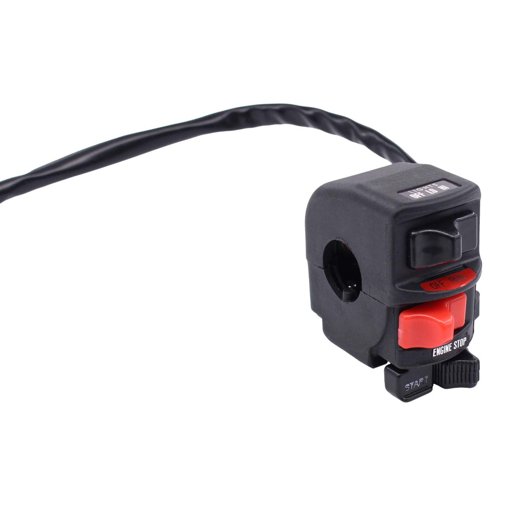 MOTOKU start/kill switch button on Bayou 300 for quick power-off access.