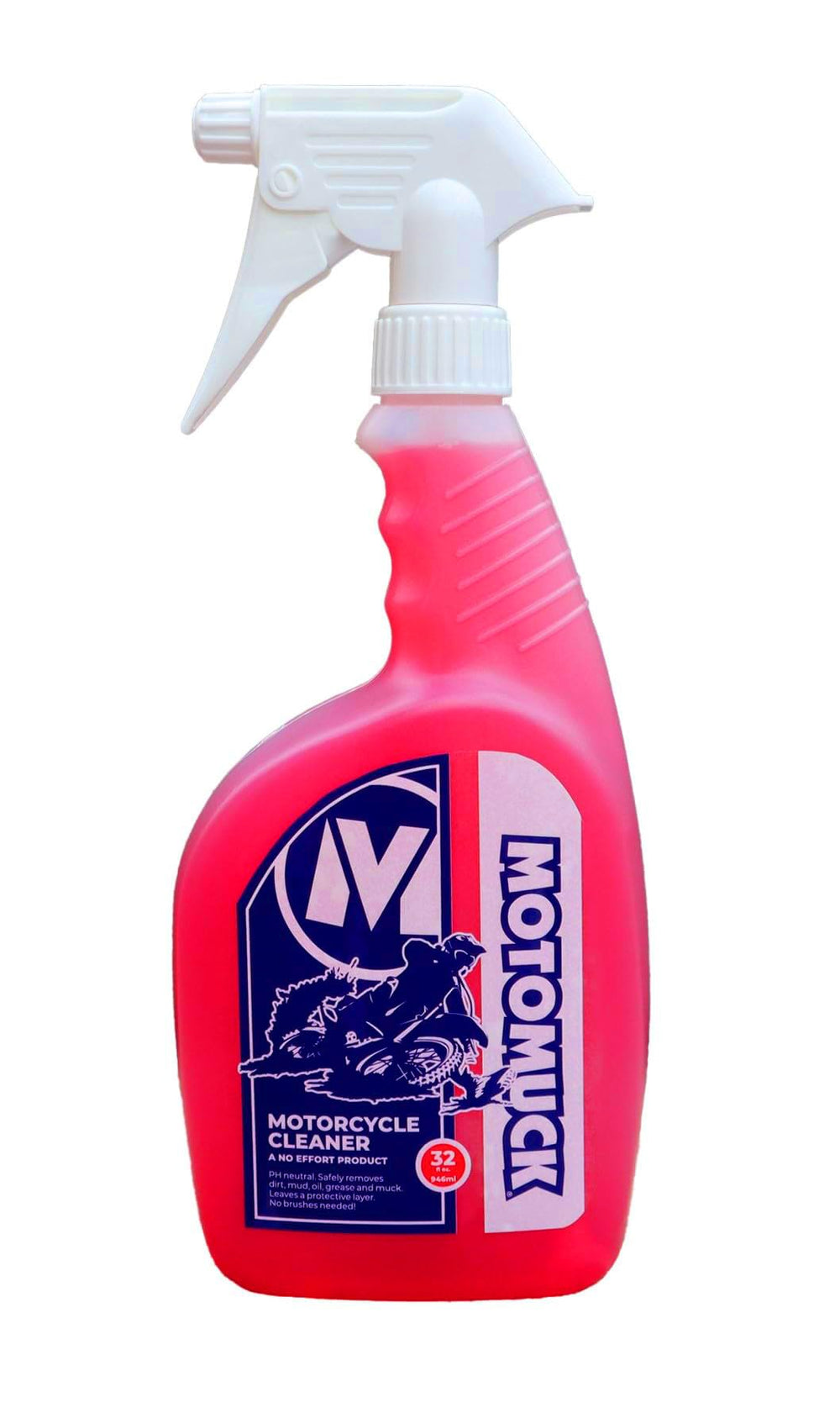 Motomuck PH Neutral cleaner bottle with pro sprayer for easy, fast cleaning of bike surfaces