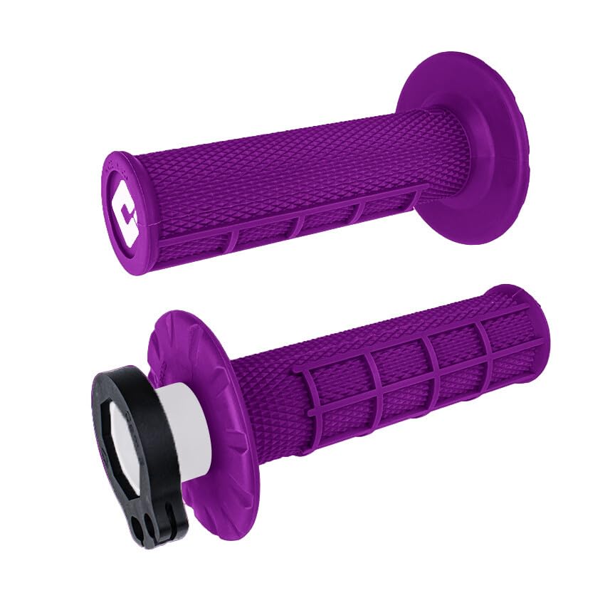MOTOMXHOUSE ODI MX V2 lock-on half waffle grip, purple, side view, secure grip for motocross