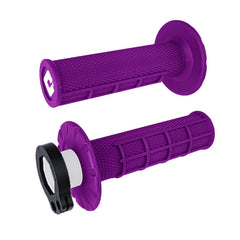 MOTOMXHOUSE ODI MX V2 lock-on half waffle grip, purple, side view, secure grip for motocross