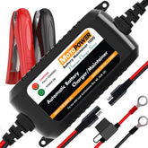 MOTOPOWER MP00206A charger front view, compact and durable for vehicles.