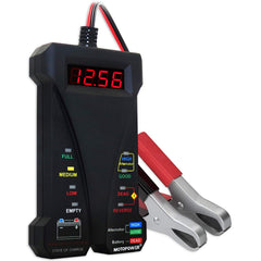 Motopower MP0514A tester with LCD display for quick battery status checks.