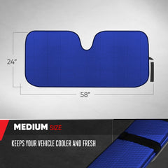 Motor Trend accordion sun shade folded compactly for easy storage