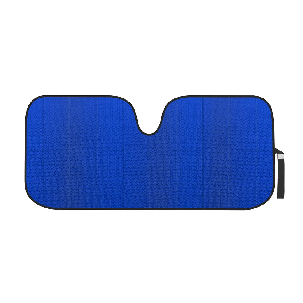 Motor Trend accordion sun shade front view on windshield blocks UV rays and cooling interior