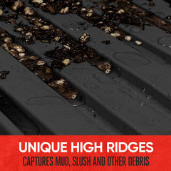 Motor Trend FlexTough deep-dish design holds debris without overflow.