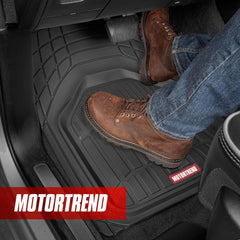 Motor Trend FlexTough Defender rear mats trap dirt and moisture to keep floors clean.