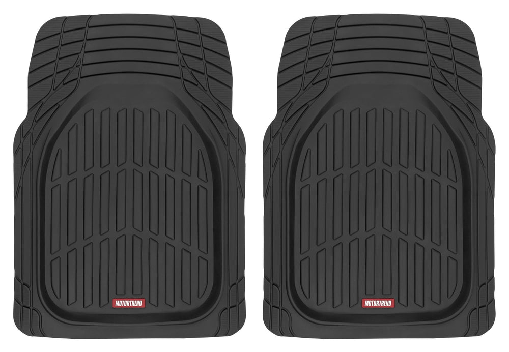 Motor Trend FlexTough front mats 2pc cover the front floor for all-weather protection.