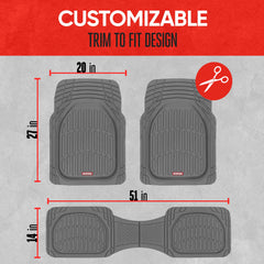Motor Trend FlexTough heavy-duty rubber withstands rugged use.