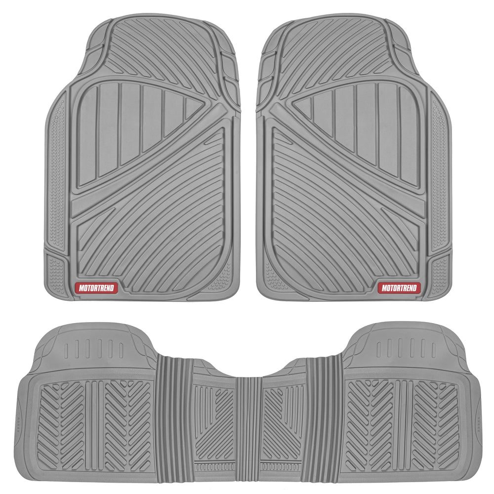 Motor Trend FlexTough front mat left view showing mud protection.