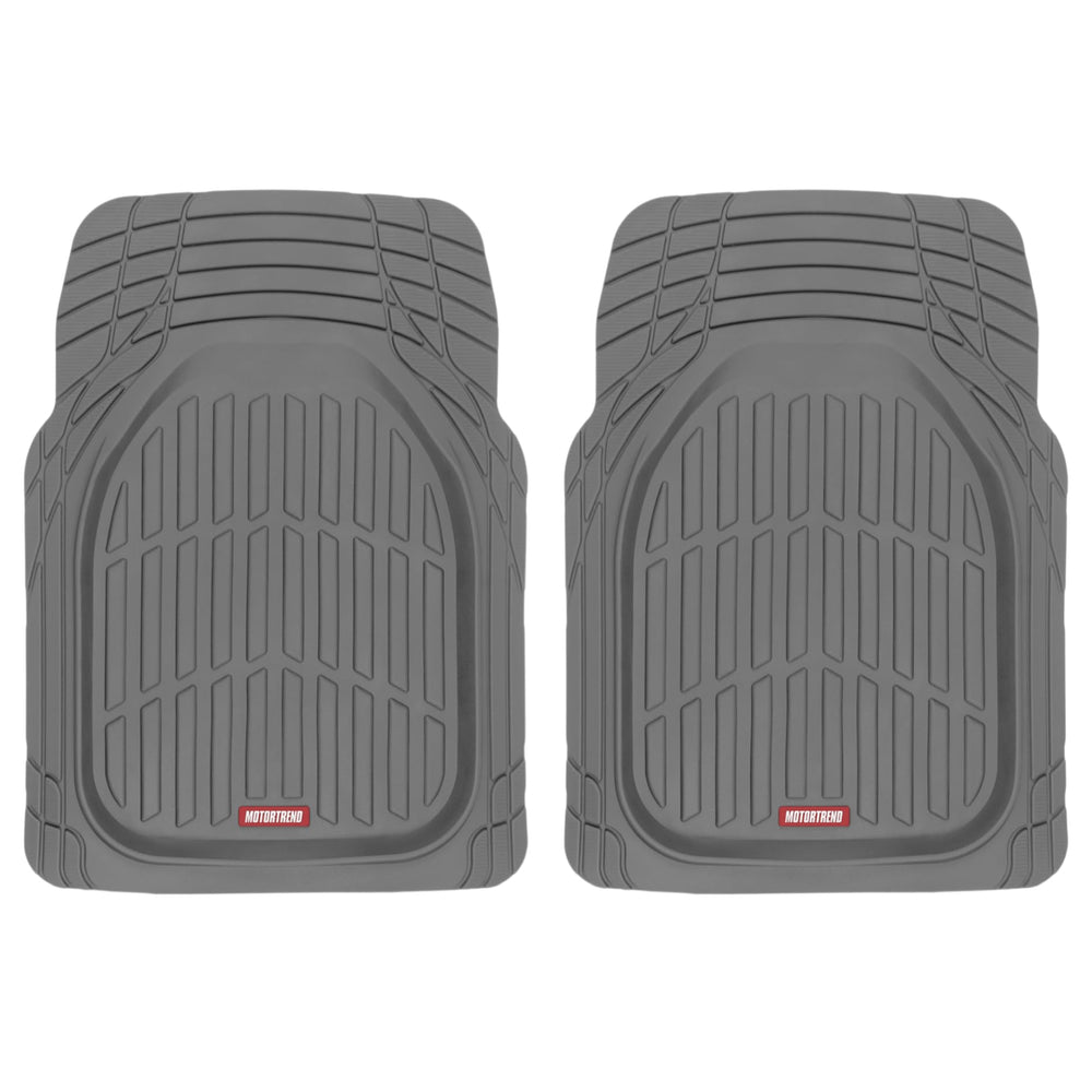Motor Trend front mats gray FlexTough design offer all-weather protection.