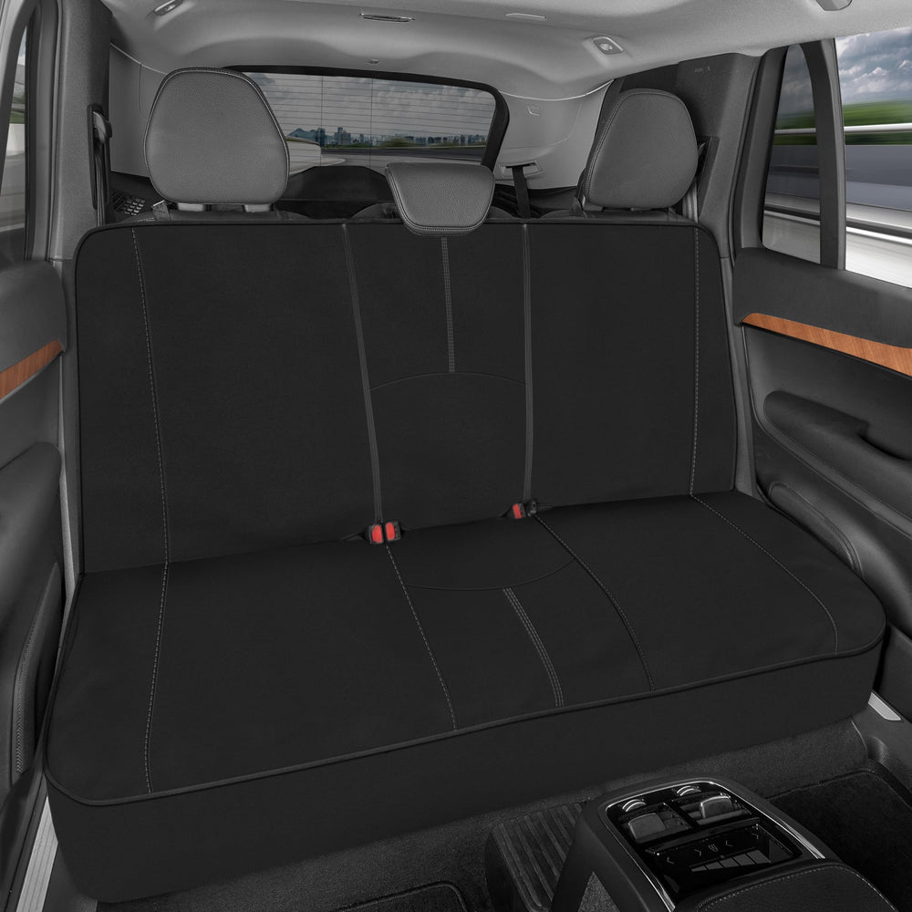 Motor Trend SpillGuard neoprene rear seat cover protecting car bench