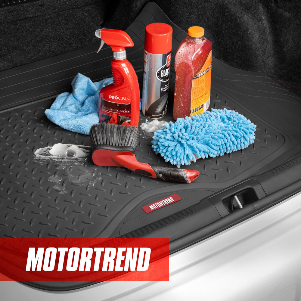 Motor Trend trim-to-fit floor mat adapts to vehicle floors with scissors