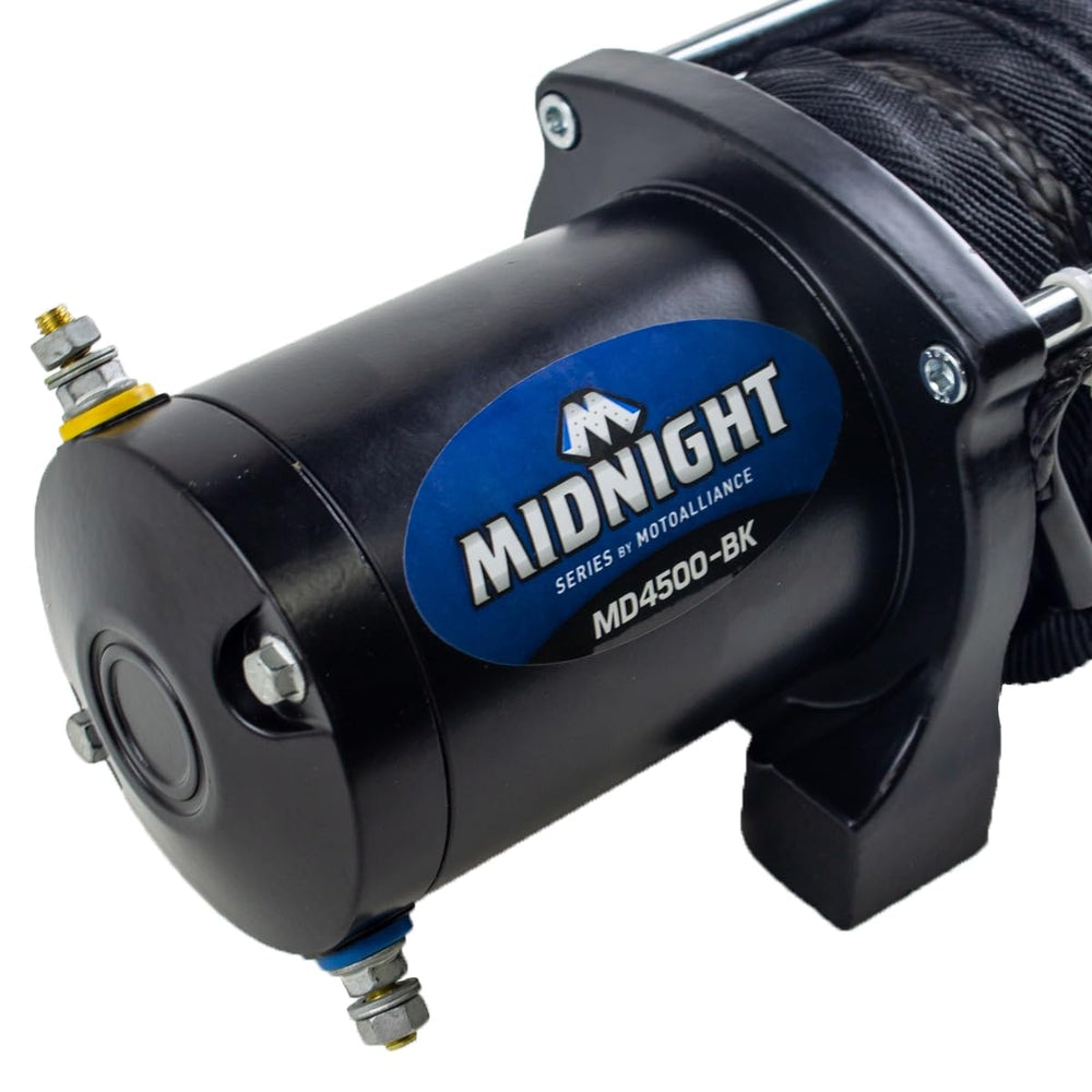 MotoAlliance Viper Midnight 4500lb winch with 50-foot synthetic rope.